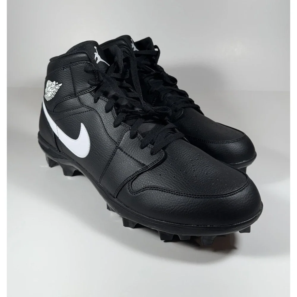 NIKE Air Jordan 1 Mid TD Football Cleats Black Men's Sz 16 *NEW* FJ6805-001‎